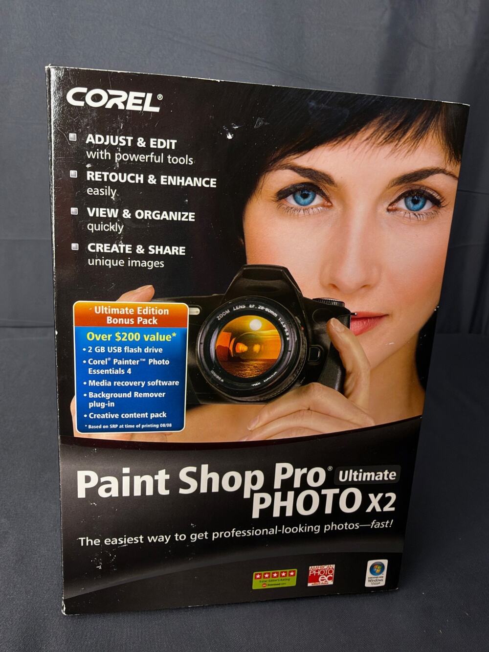 Corel Paint Shop Pro Photo X2 Ultimate Windows XP Vista CD w/ Key NOS